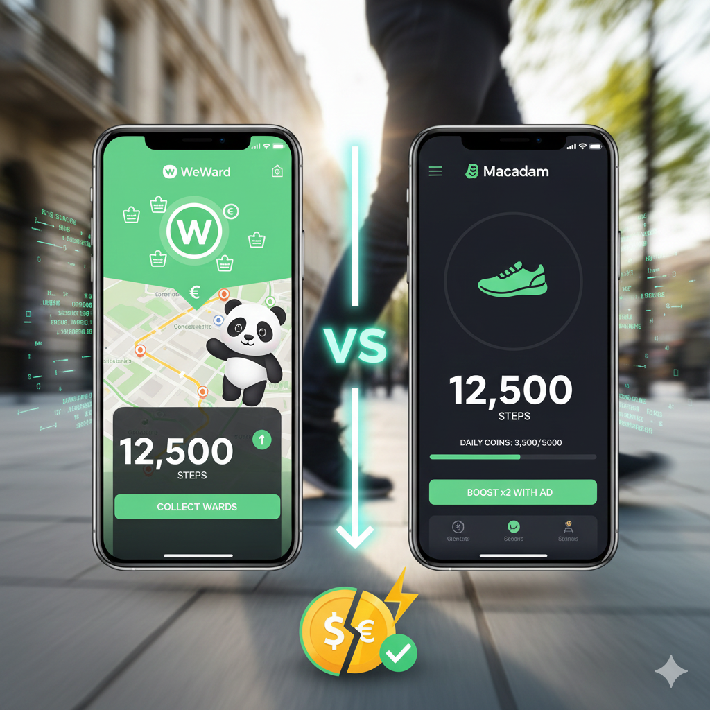 Comparatif WeWard vs Macadam : meilleure application pour gagner de l'argent en marchant