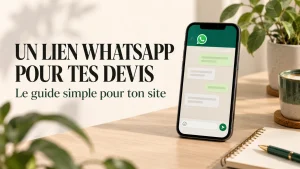 Lien WhatsApp pour devis : illustration d’un smartphone et d’une conversation professionnelle