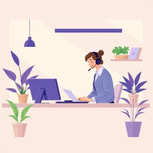 Un employé aidant un client